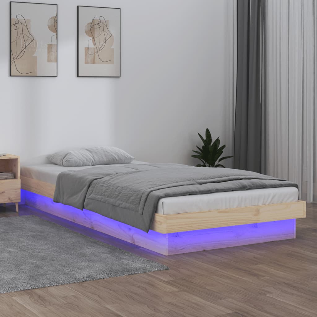 Sengeramme med LED 100x200 cm heltre