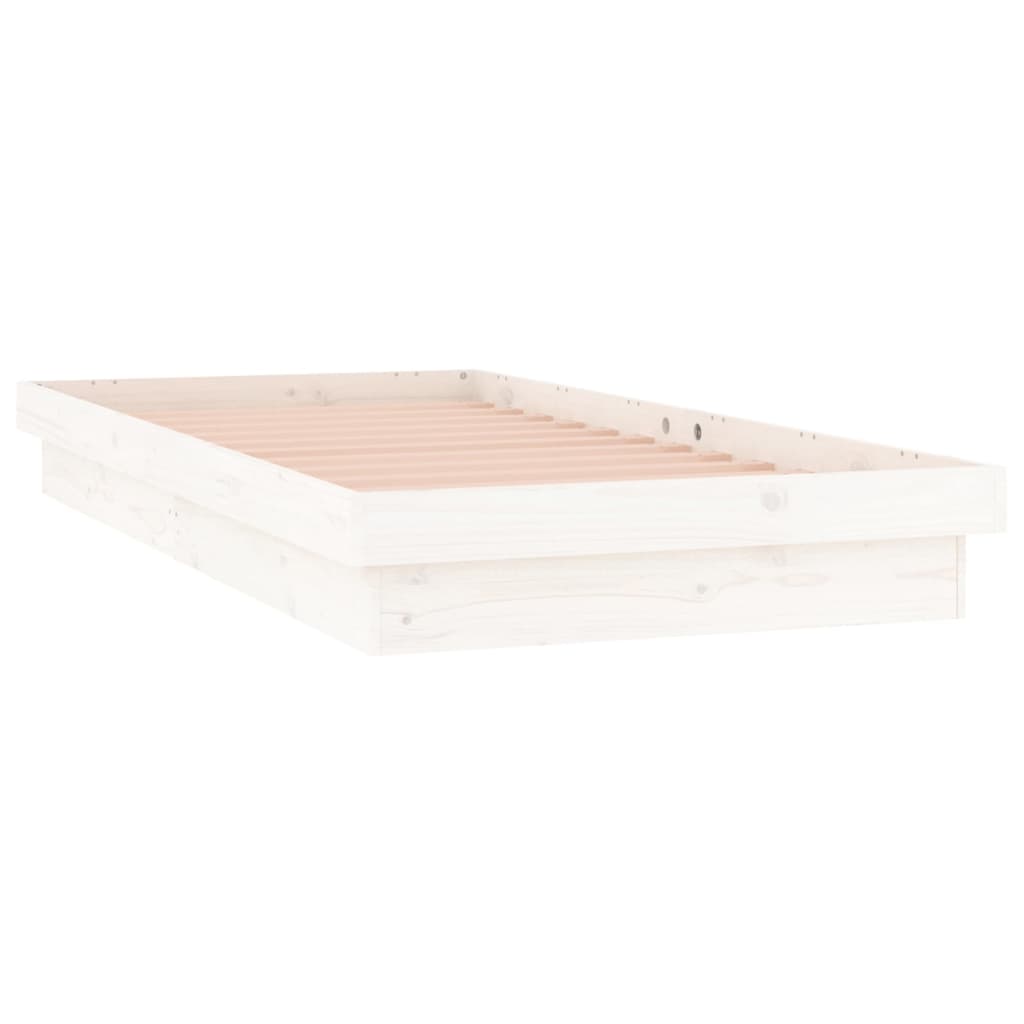 Sengeramme med LED hvit 100x200 cm heltre