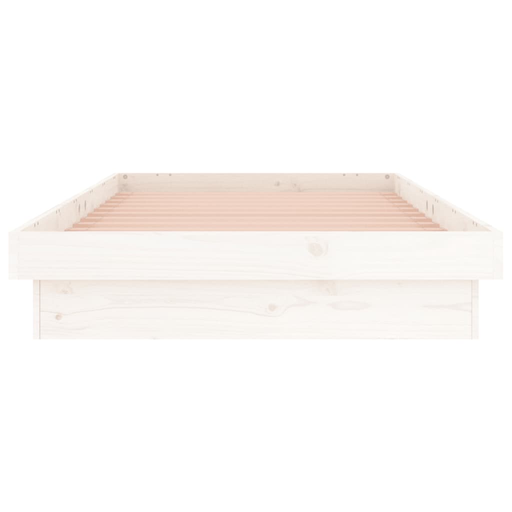 Sengeramme med LED hvit 100x200 cm heltre