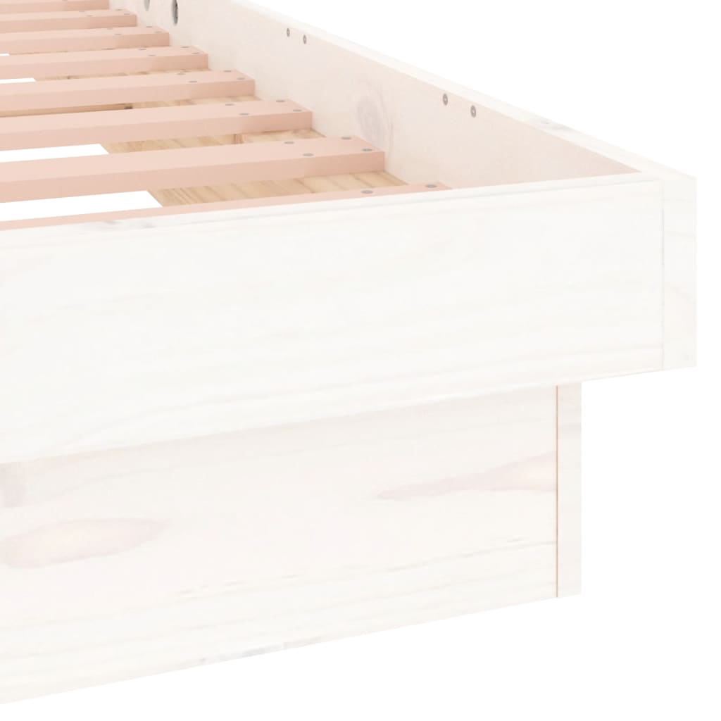 Sengeramme med LED hvit 100x200 cm heltre