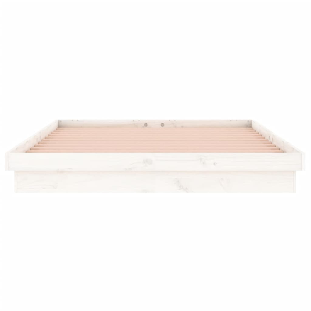 Sengeramme med LED hvit 120x200 cm heltre