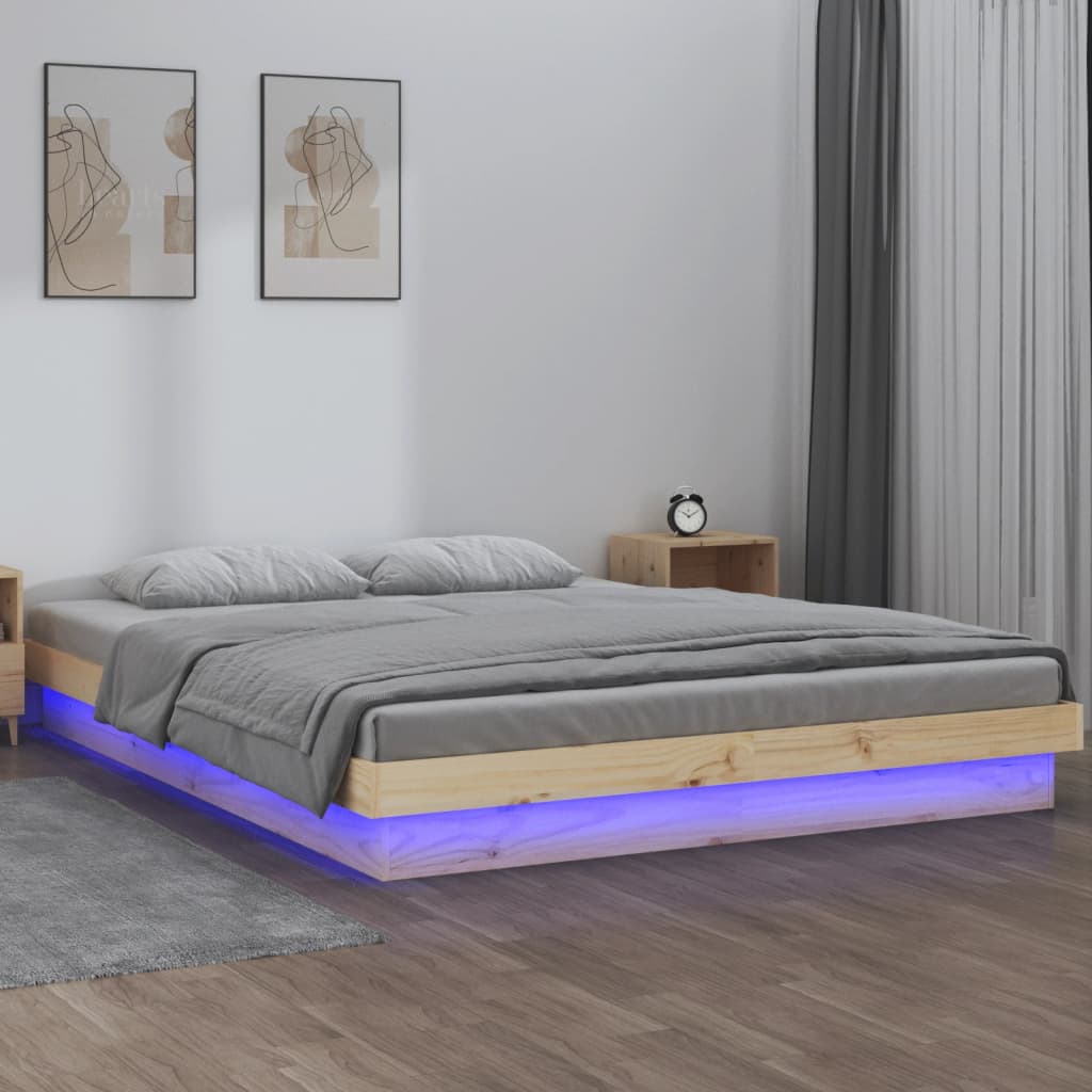 Sengeramme med LED 150x200 cm King Size heltre