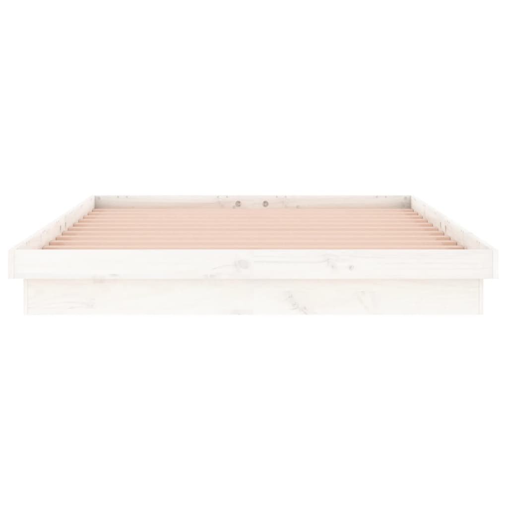 Sengeramme med LED hvit 180x200 cm Super King heltre