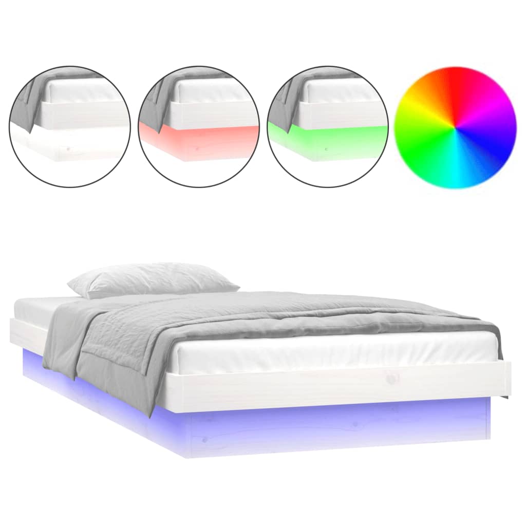 Sengeramme med LED hvit 75x190 cm Small Single heltre
