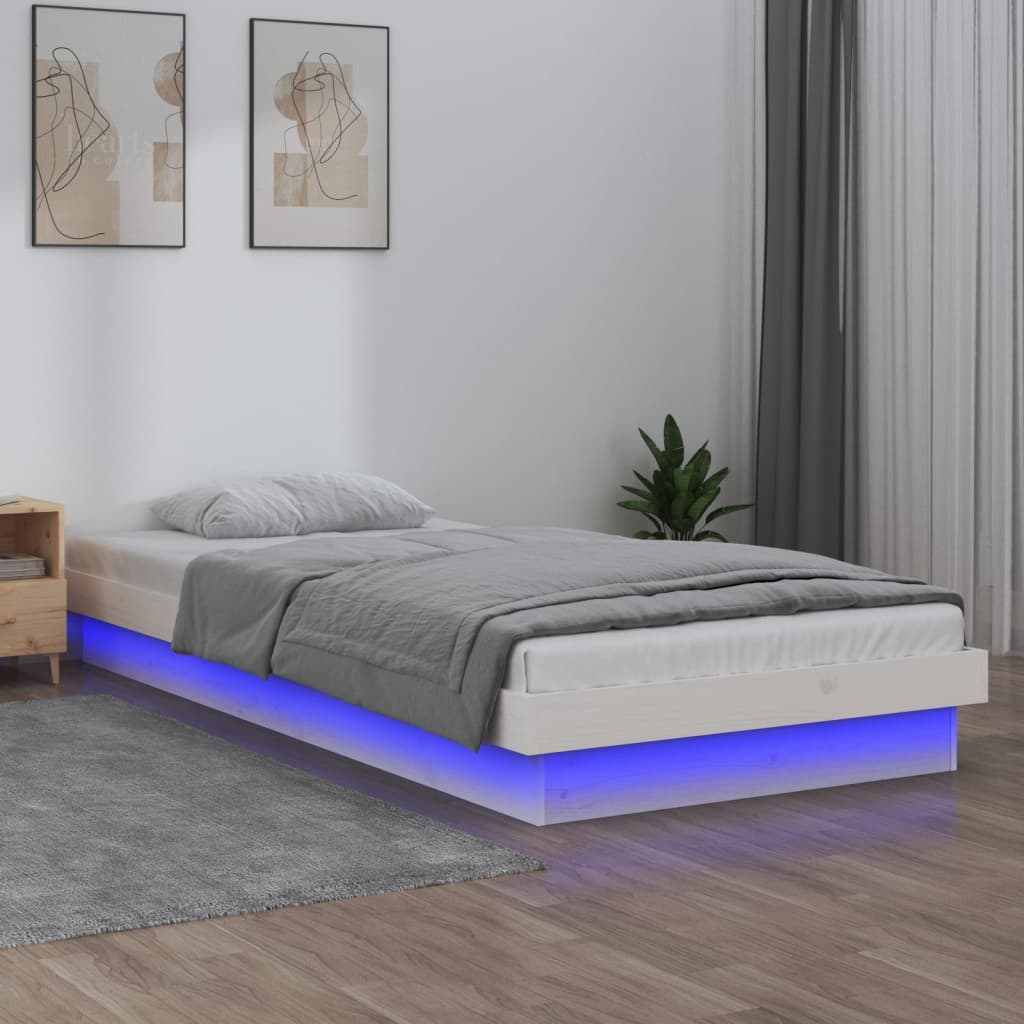 Sengeramme med LED hvit 75x190 cm Small Single heltre