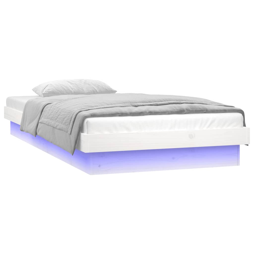 Sengeramme med LED hvit 90x190 cm Single heltre