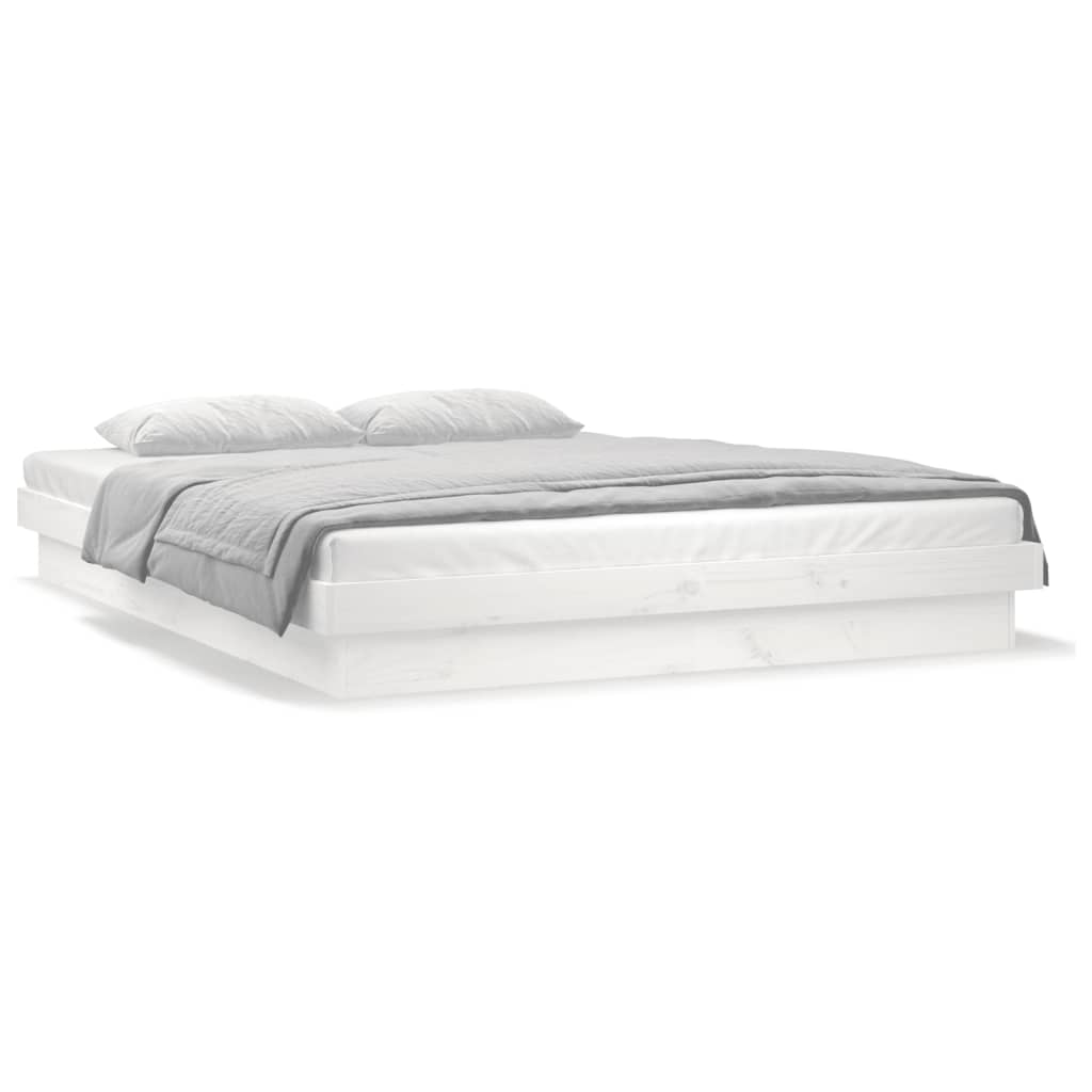 Sengeramme med LED hvit 135x190 cm Double heltre