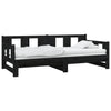 Uttrekkbar dagseng svart heltre furu 2x(80x200) cm