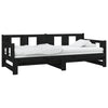 Uttrekkbar dagseng svart heltre furu 2x(90x190) cm