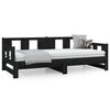 Uttrekkbar dagseng svart heltre furu 2x(90x190) cm