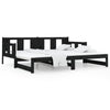 Uttrekkbar dagseng svart heltre furu 2x(90x190) cm