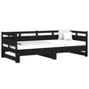Uttrekkbar dagseng svart heltre furu 2x(80x200) cm
