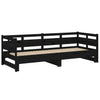 Uttrekkbar dagseng svart heltre furu 2x(80x200) cm