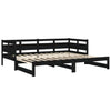 Uttrekkbar dagseng svart heltre furu 2x(80x200) cm