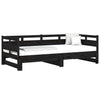 Uttrekkbar dagseng svart heltre furu 2x(90x190) cm