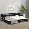 Uttrekkbar dagseng svart heltre furu 2x(90x190) cm