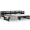 Uttrekkbar dagseng svart heltre furu 2x(90x190) cm
