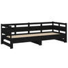 Uttrekkbar dagseng svart heltre furu 2x(90x190) cm