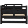 Uttrekkbar dagseng svart heltre furu 2x(90x190) cm