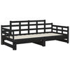 Uttrekkbar dagseng svart heltre furu 2x(90x200) cm