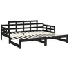 Uttrekkbar dagseng svart heltre furu 2x(90x200) cm