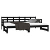 Uttrekkbar dagseng svart heltre furu 2x(90x200) cm