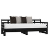 Uttrekkbar dagseng svart heltre furu 2x(90x190) cm