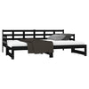 Uttrekkbar dagseng svart heltre furu 2x(90x190) cm