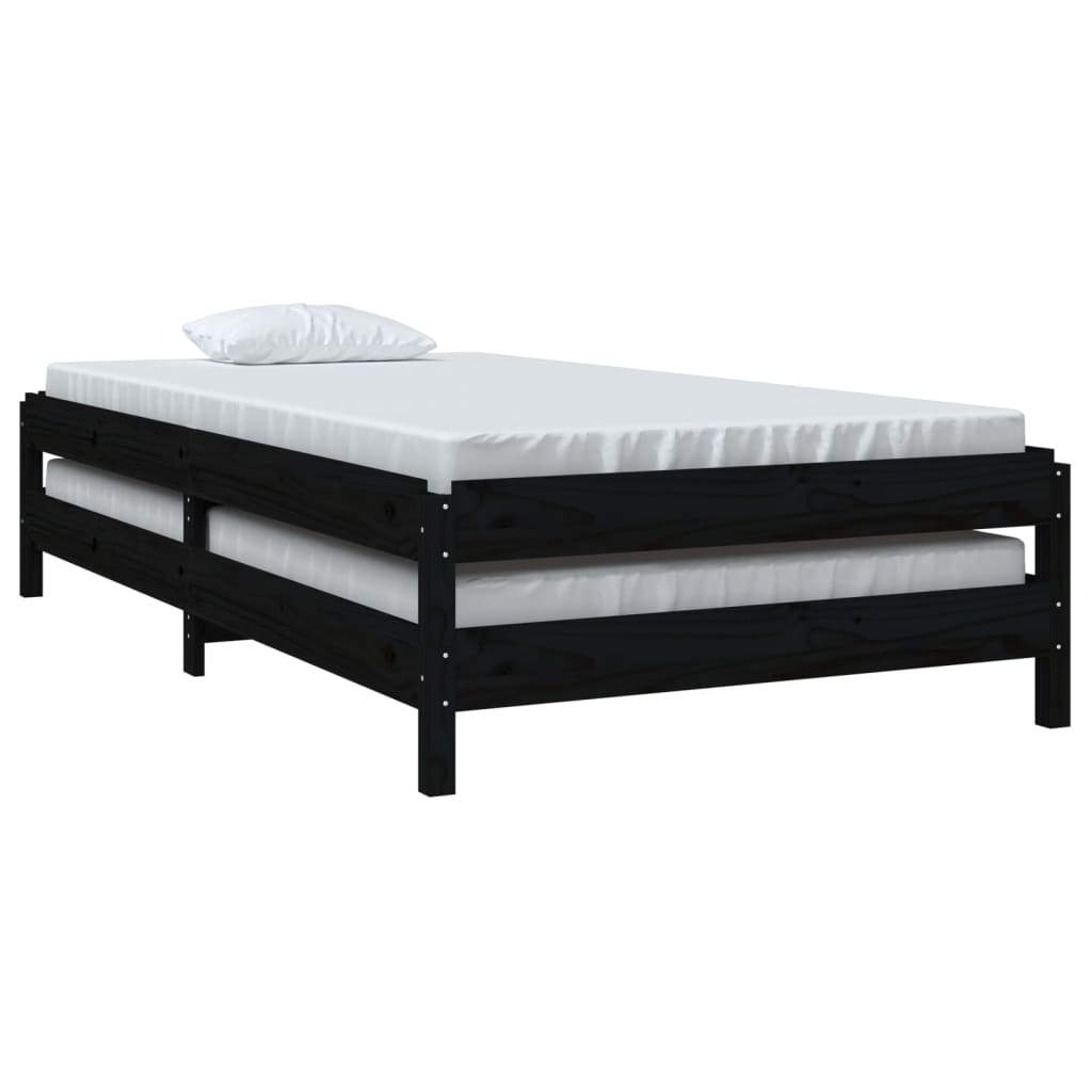 Stableseng svart 90x200 cm heltre furu