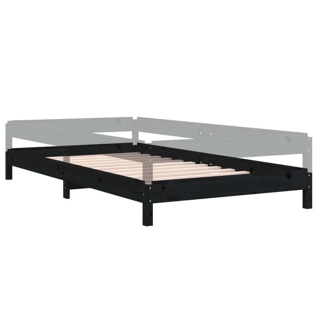 Stableseng svart 80x200 cm heltre furu