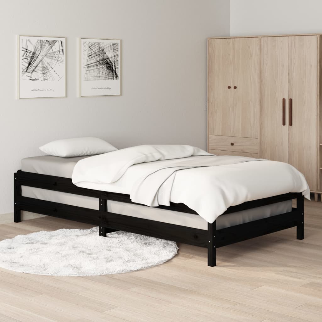 Stableseng svart 75x190 cm heltre furu