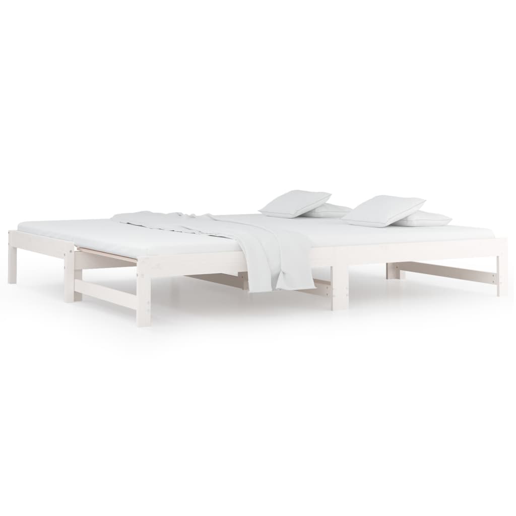 Uttrekkbar dagseng hvit 2x(90x200) cm heltre furu