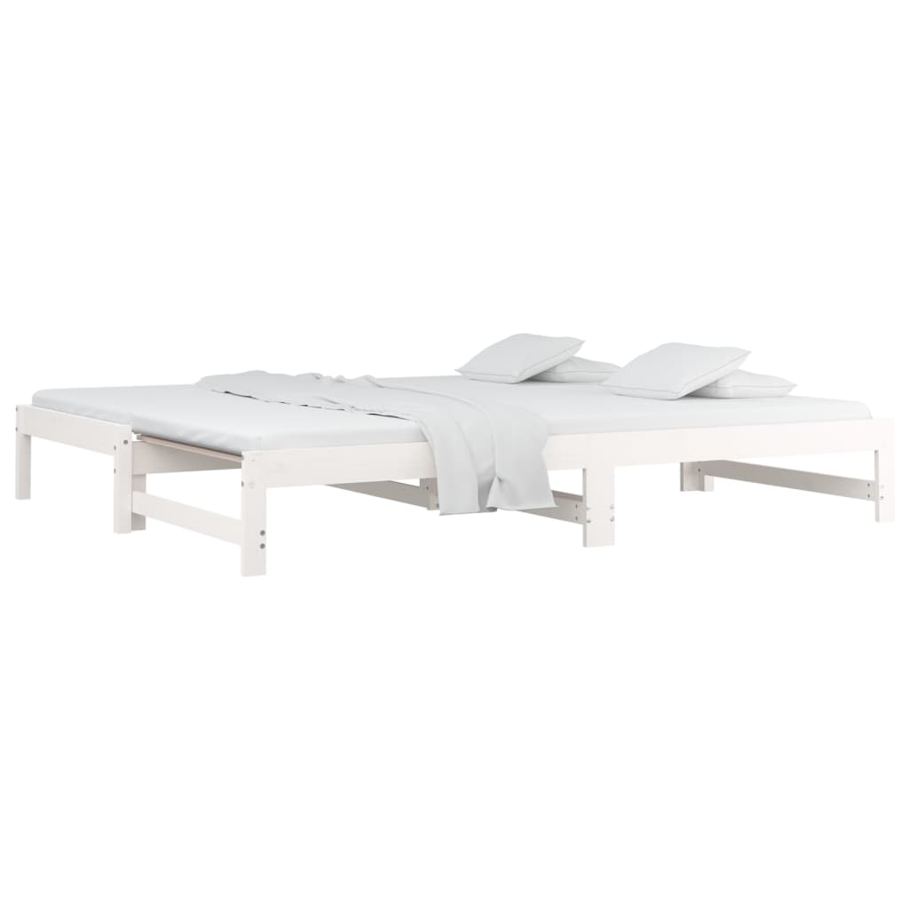 Uttrekkbar dagseng hvit 2x(90x200) cm heltre furu