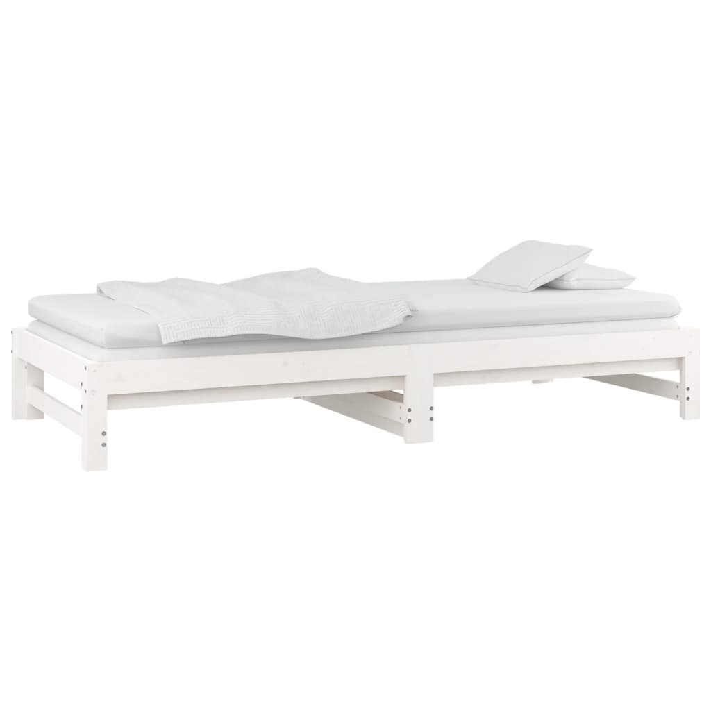 Uttrekkbar dagseng hvit 2x(90x200) cm heltre furu