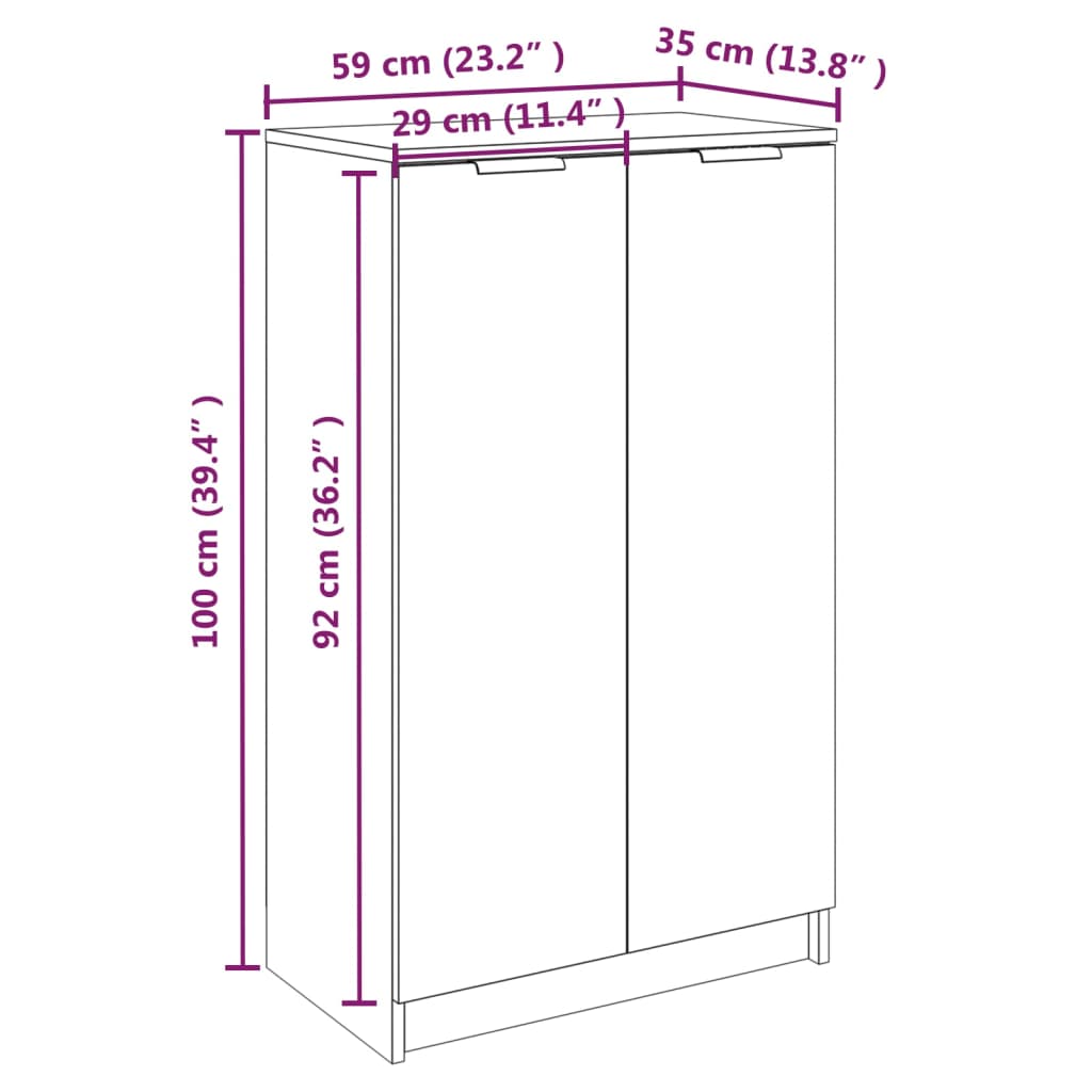 Skoskap sonoma eik 59x35x100,5 cm konstruert tre