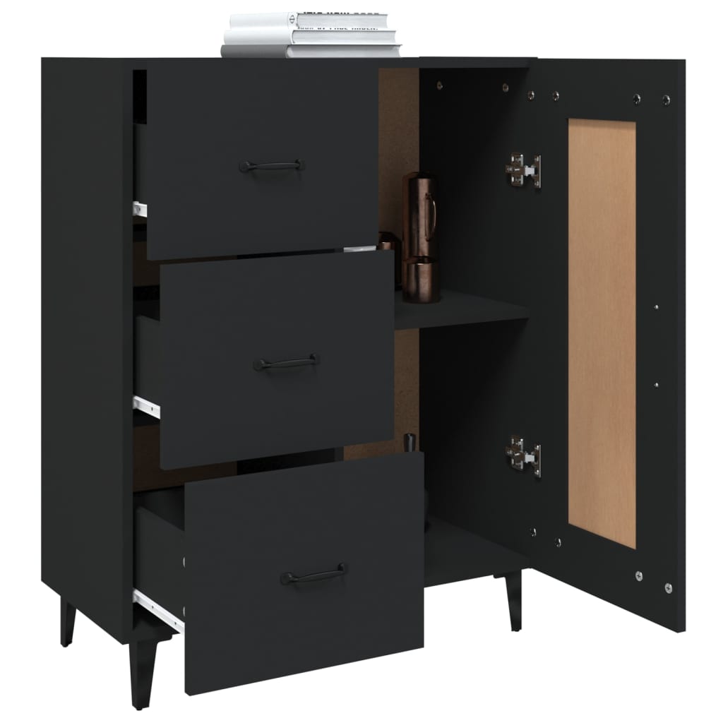 Skjenk svart 69,5x34x90 cm konstruert tre