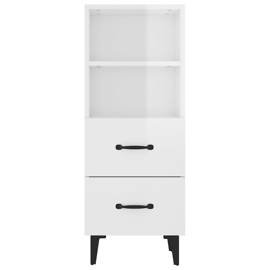 Skjenk høyglans hvit 34,5x34x90 cm konstruert tre