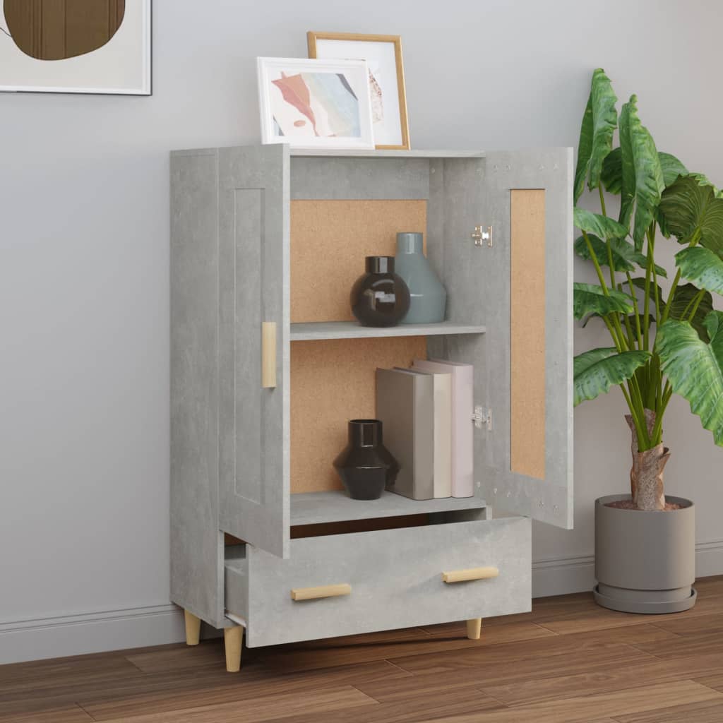 Highboard betonggrå 70x31x115 cm konstruert tre