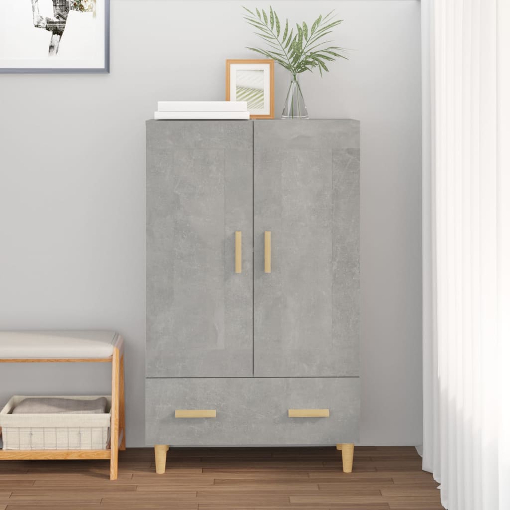 Highboard betonggrå 70x31x115 cm konstruert tre