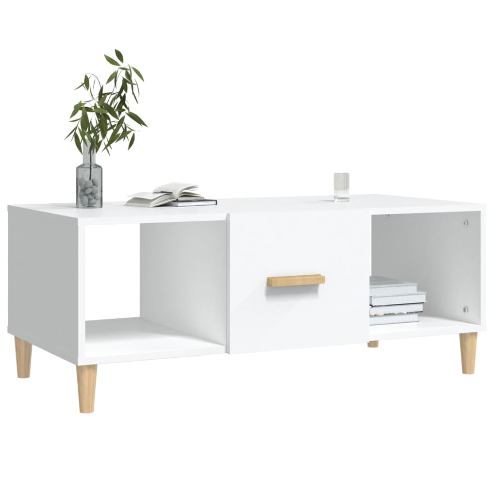 Salongbord hvit 102x50x40 cm konstruert tre