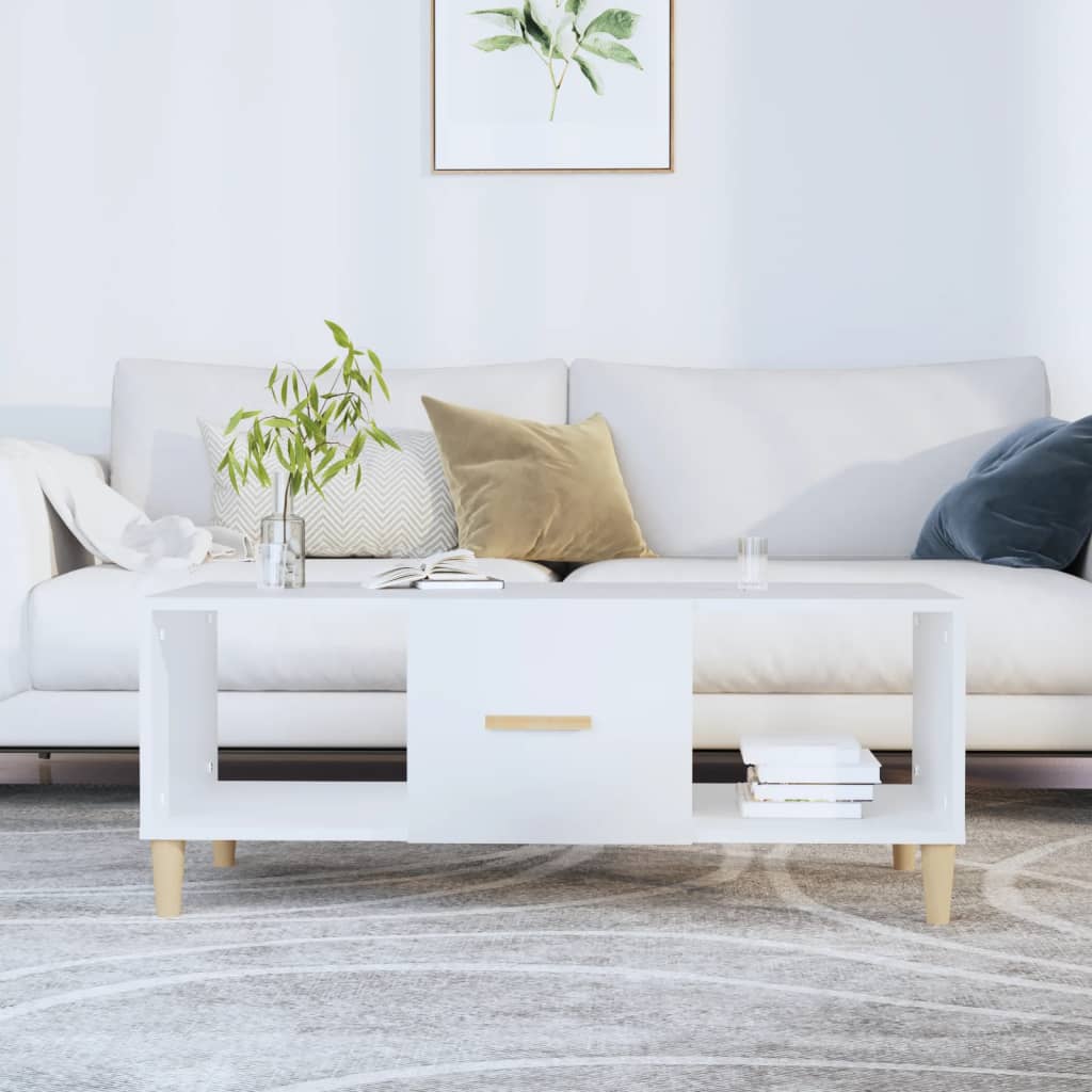 Salongbord hvit 102x50x40 cm konstruert tre