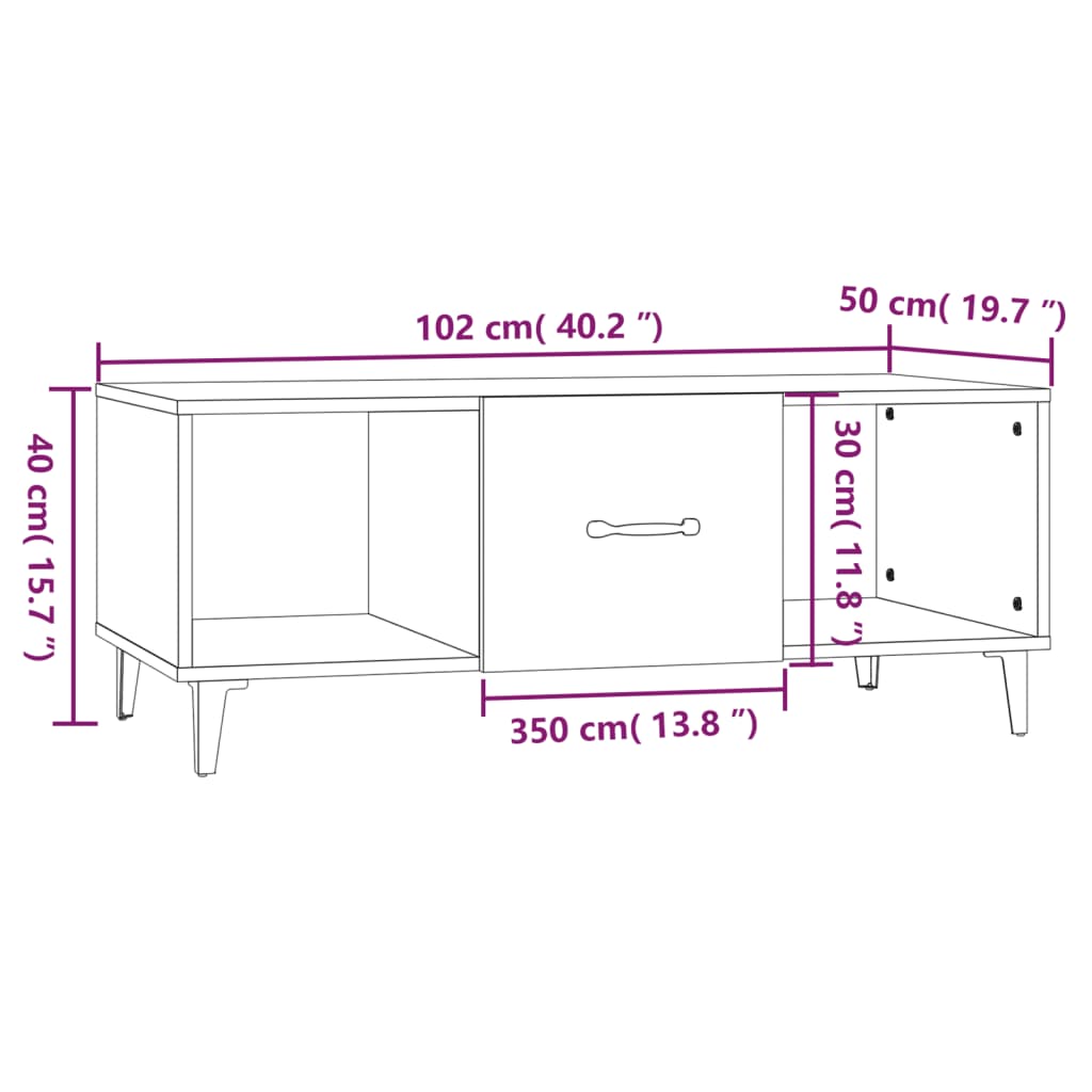 Salongbord sonoma eik 102x50x40 cm konstruert tre