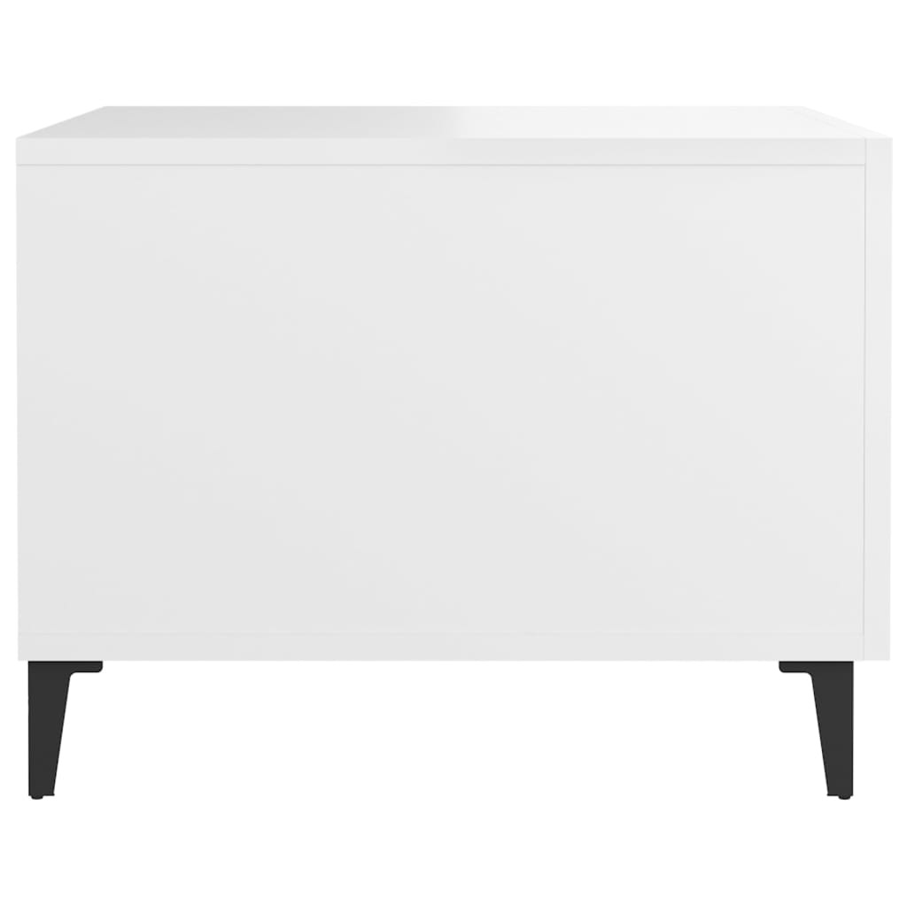 Salongbord med metallben hvit 50x50x40 cm