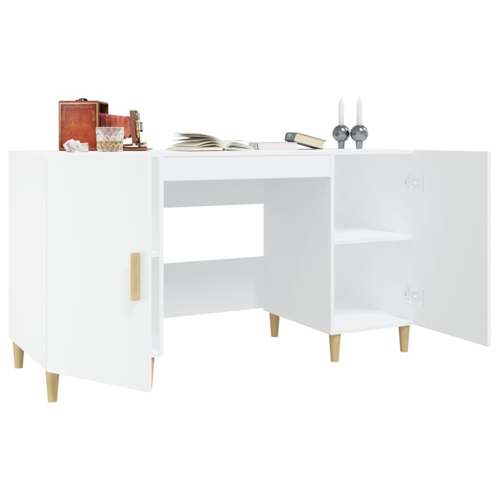 Skrivebord hvit 140x50x75 cm konstruert tre