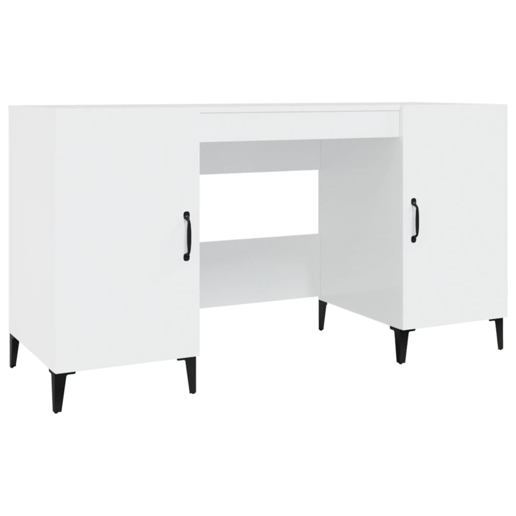 Skrivebord høyglans hvit 140x50x75 cm konstruert tre