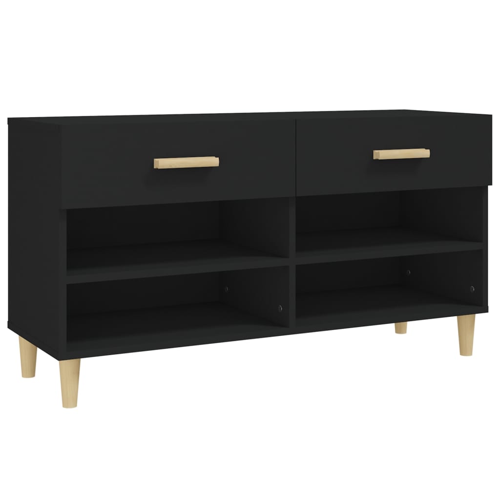 Skoskap svart 102x35x55 cm konstruert tre