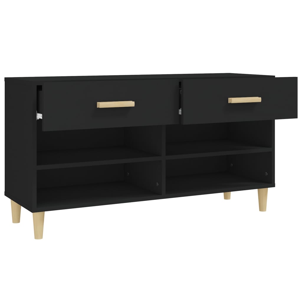 Skoskap svart 102x35x55 cm konstruert tre
