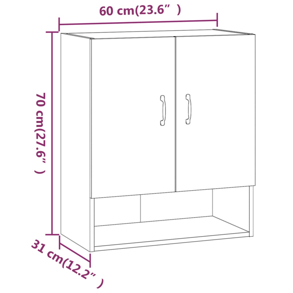 Veggskap betonggrå 60x31x70 cm konstruert tre