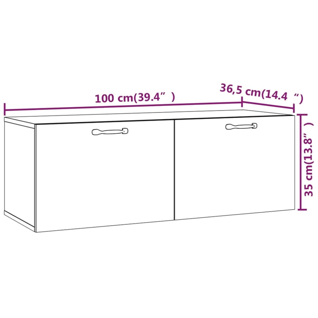 Veggskap svart 100x36,5x35 cm konstruert tre