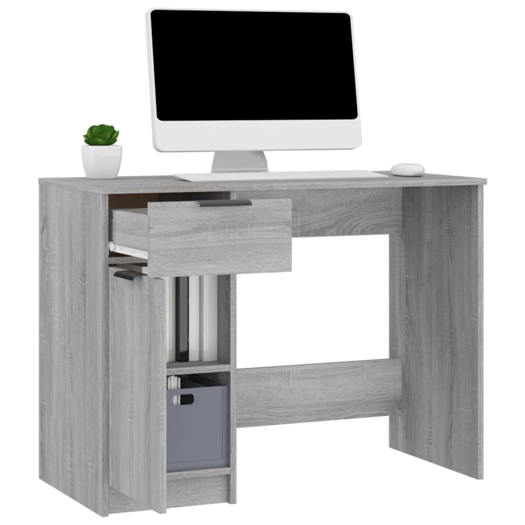 Skrivebord grå sonoma 100x50x75 cm konstruert tre